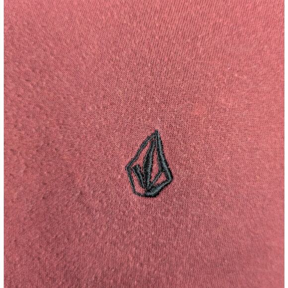 Mens Sm Polo T-Shirt Volcom Burgundy Adult Skateboarding Shirt Top Maroon Casual - Picture 8 of 10